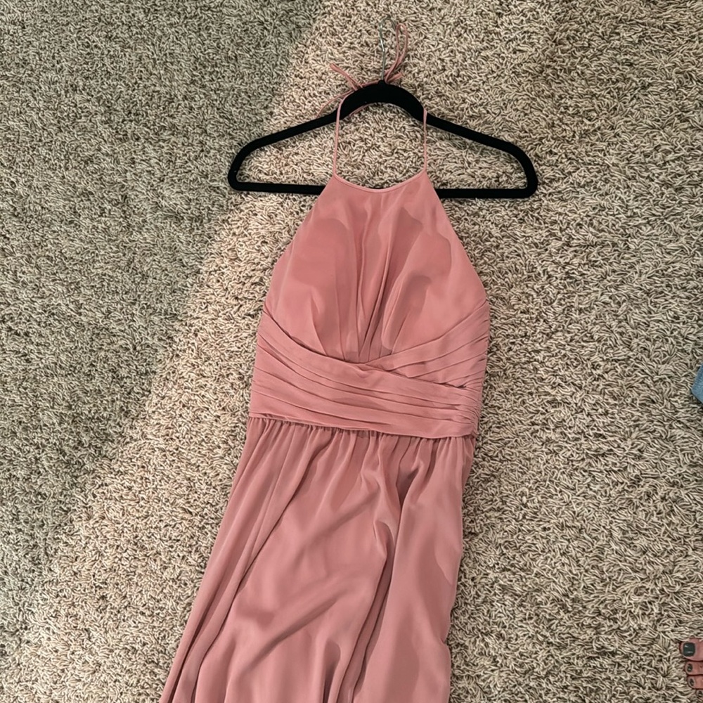 Bella rose flat chiffon bridesmaid dress